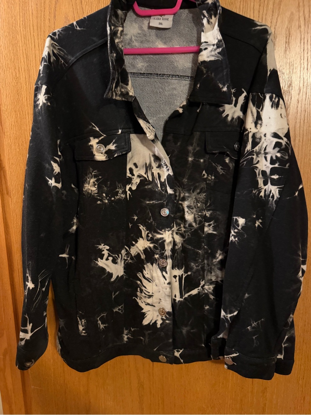 Like Love Black & White Tie-Dye Denim Jacket